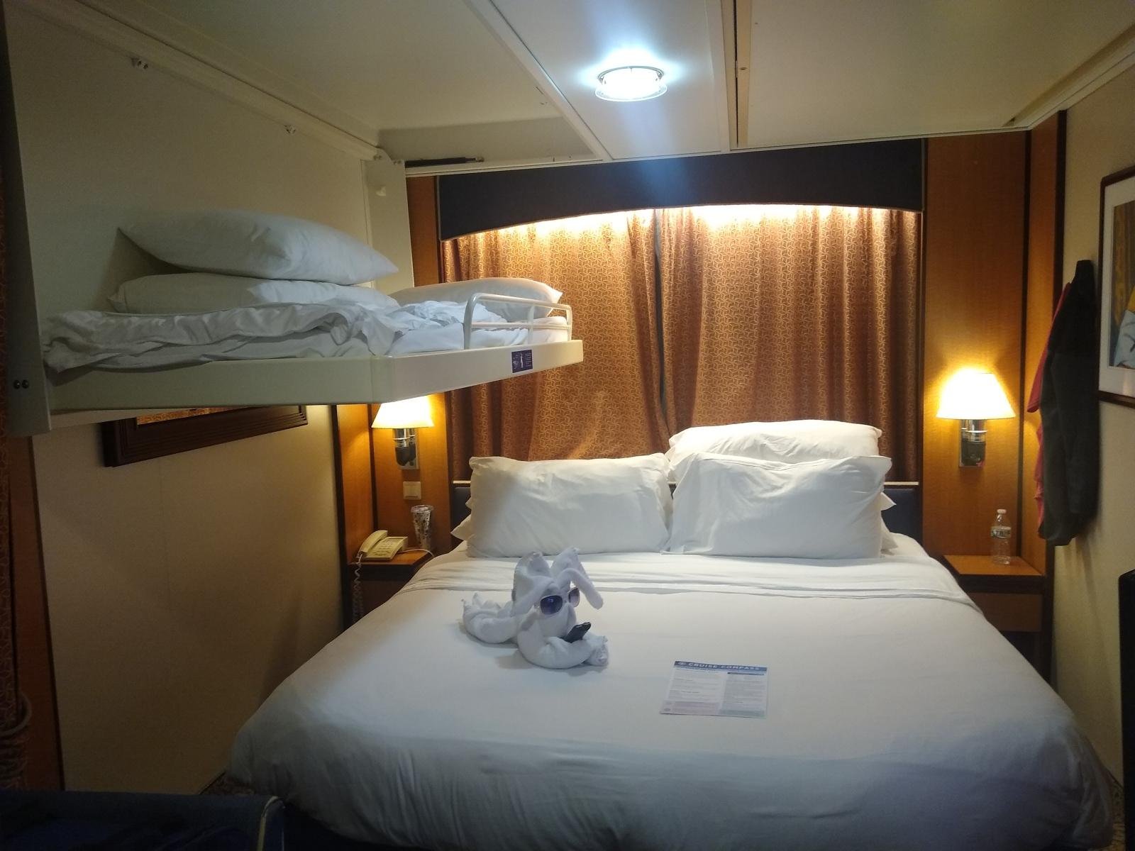 Interior of ocean-view stateroom 4560 aboard Royal Caribbean’s Serenade of the Seas