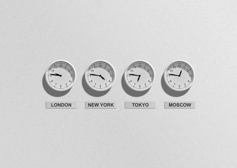 World clocks displaying different time zones