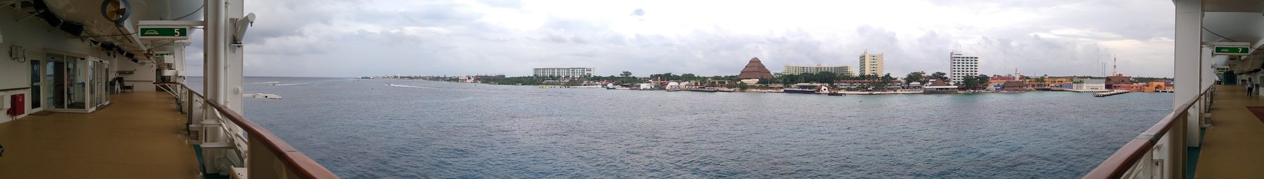 Panoramic view of Cozumel harbor from the cruise ship.